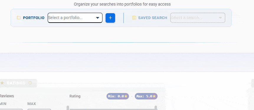 Demo of portfolio management and saved searches