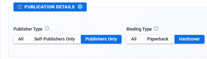 Demo of publisher type and binding format filters