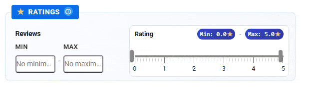 Demo of review count and average rating filters